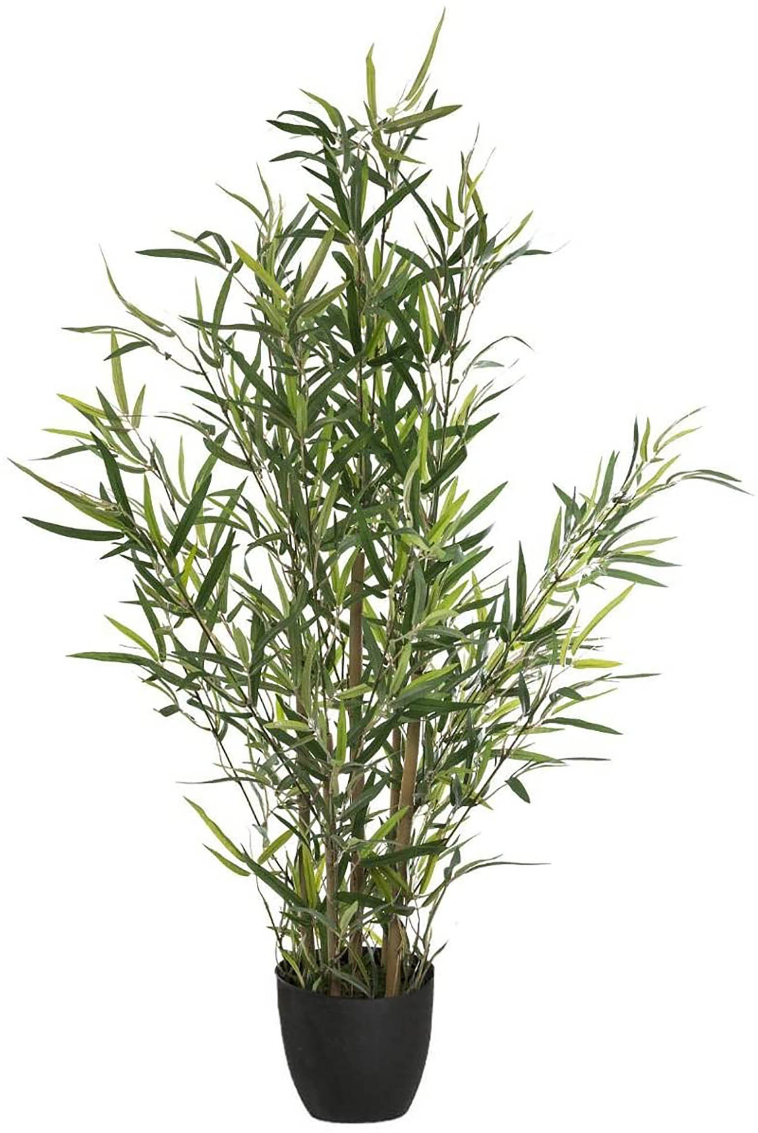 Planta Bambú Artificial con Maceta Negra, Decoración de Interior Realista, 90 cm.