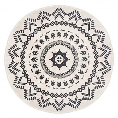 Alfombra Redonda con borlas para Salón, Dormitorio. Diseño Étnico ø120 cm