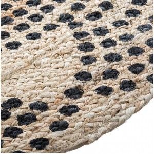 Alfombra Yute Natural Redonda para Salón, Dormitorio, Diseño Étnico 120 cm