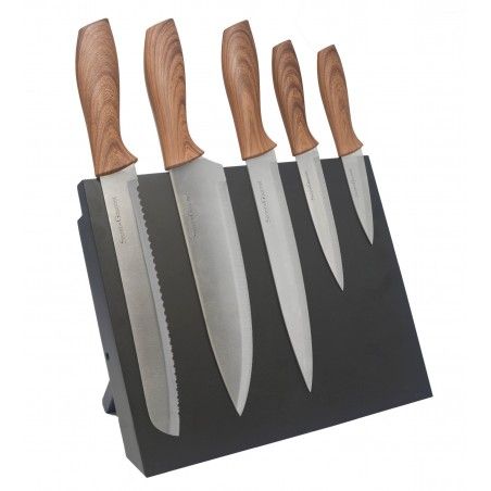 Cuchillos Cocina de Acero, Bloque Magnético Negro, Set de 6 Piezas.