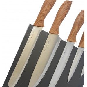 Cuchillos Cocina de Acero, Bloque Magnético Negro, Set de 6 Piezas.
