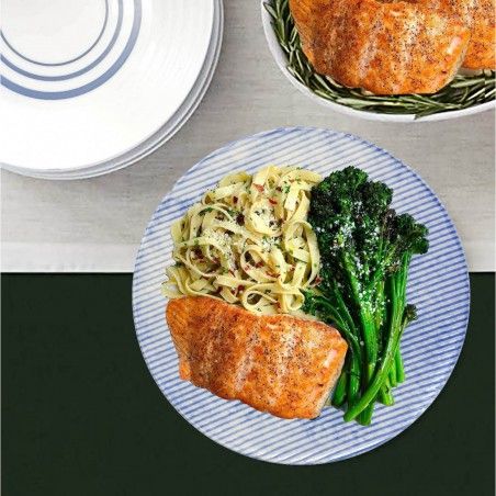 Tableware Ceramic stripe Effect for Individual Pieces in Blue color.