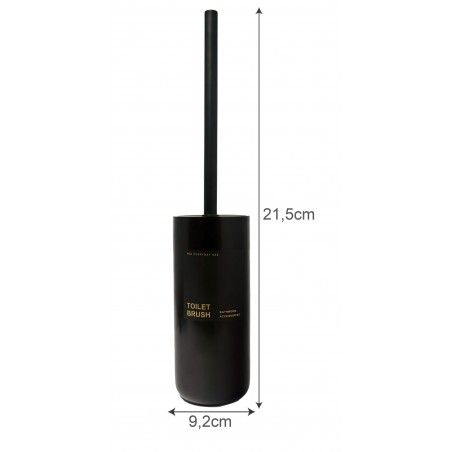 Escobillero Résine Noire avec couvercle en Caoutchouc, avec un Design épuré et Minimaliste. 21,5 cm ø9,2cm -Maison et plus