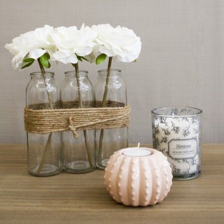 Jardinières Décoratives Élevée d'Intérieur, Fleurs Artificielles, Blanc Vase, Décoration, Moderne/Vintage, 23X16cm