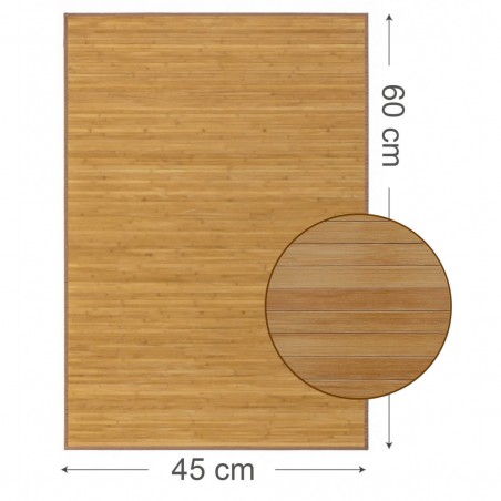Alfombra Antideslizante Natur Marrón De Bambú Natural 60 X 45 cm Sostenible, Impermeable con Borde Textil 60x45