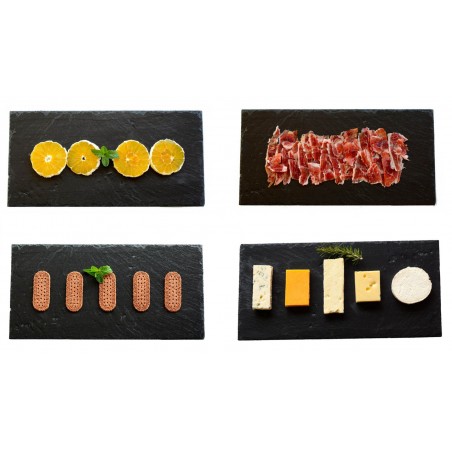 Tabla Aperitivos, Embutidos, Quesos, Plato Pizarra Emplatar, Set de 3. Restaurante o uso doméstico 32x22x0.5 cm