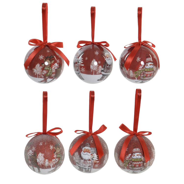 Bolas de Navidad Rojas y Blancas, para Decoración Navideña. Diseño de Árbol de Navidad. Set de 14. Diámetro de 7,5cm