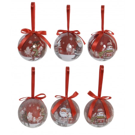 Bolas de Navidad Rojas y Blancas, para Decoración Navideña. Diseño de Árbol de Navidad. Set de 14. Diámetro de 7,5cm