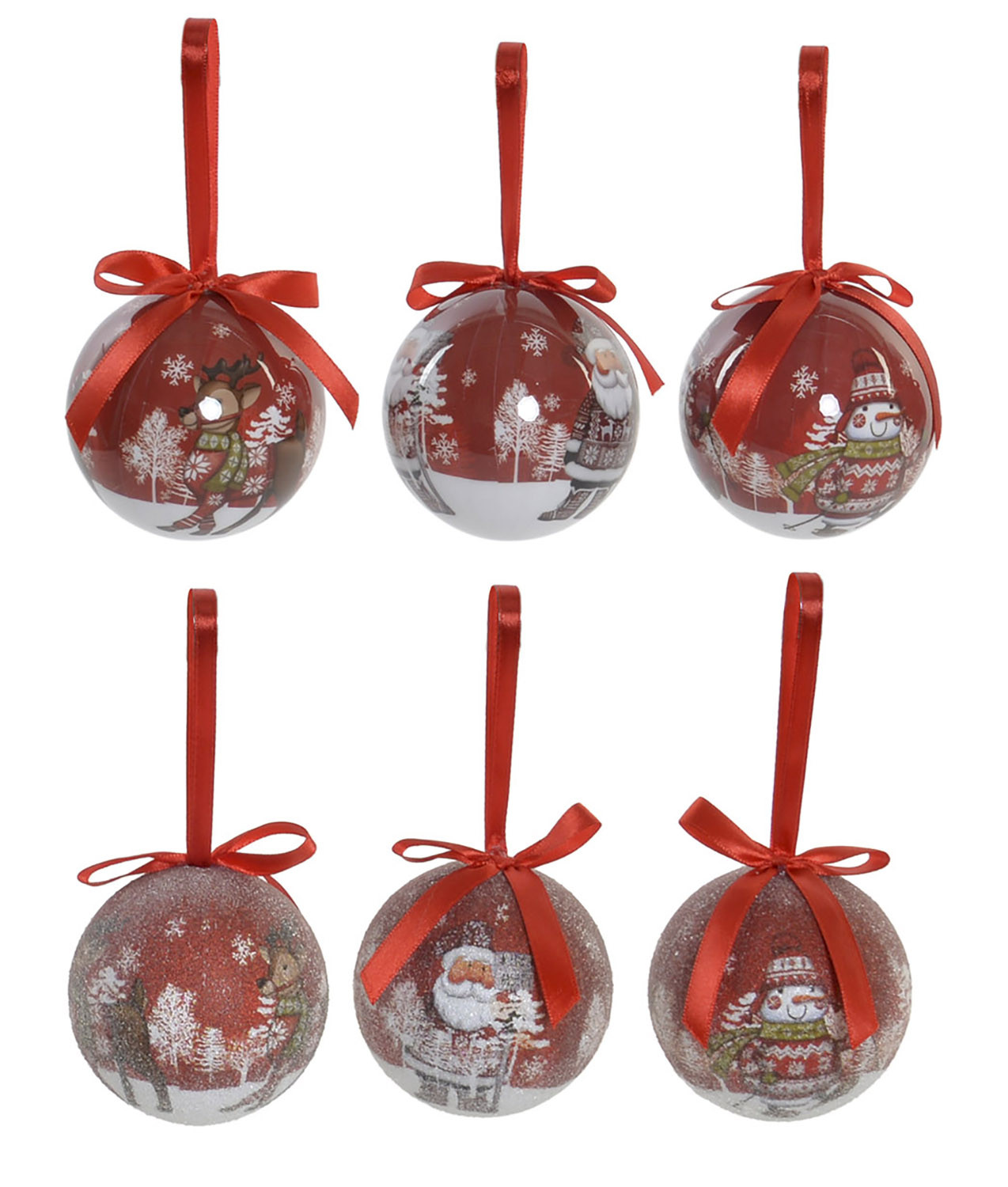 Bolas de Navidad Rojas y Blancas, para Decoración Navideña. Diseño de Árbol de Navidad. Set de 14. Diámetro de 7,5cm