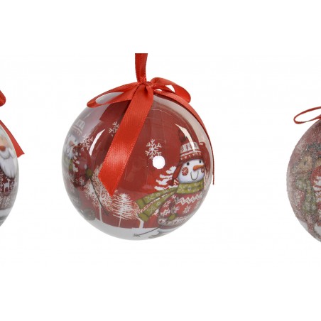 Bolas de Navidad Rojas y Blancas, para Decoración Navideña. Diseño de Árbol de Navidad. Set de 14. Diámetro de 7,5cm