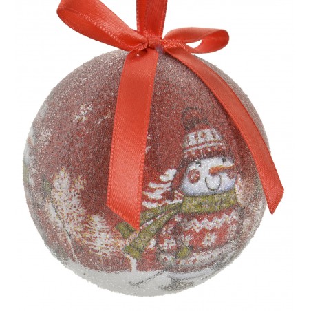 Bolas de Navidad Rojas y Blancas, para Decoración Navideña. Diseño de Árbol de Navidad. Set de 14. Diámetro de 7,5cm