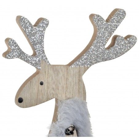 Reno Navidad Decoración, Figura de Madera Natural, Arbol de Navidad Brillante 11,5X5x35,5cm