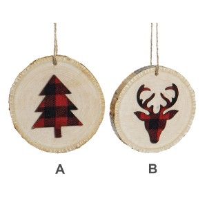 Decoración Colgante de Navidad en Madera, Dos Diseños Diferentes, dos colores diferentes Rojo y Negro 9X9X16,5cm