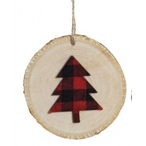 Decoración Colgante de Navidad en Madera, Dos Diseños Diferentes, Color Rojo y Negro 9X9X16,5cm