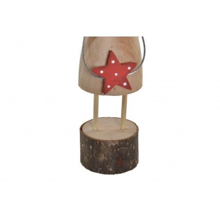 Reno Navidad Decoración, Figura de Madera Natural, Gorro Papá Noel 7X11X22 cm