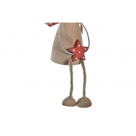 Reno Piernas Largas, Adornos de Navidad de Papá Noel, Madera Natural 7x8x10 cm