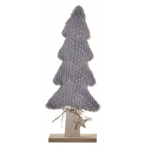 Árbol de Navidad Madera y Poliéster, Decoración Navideña Original, Adornos 14X6X42cm
