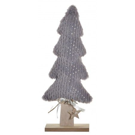 Árbol de Navidad Madera y Poliéster, Decoración Navideña Original, Adornos 14X6X42cm