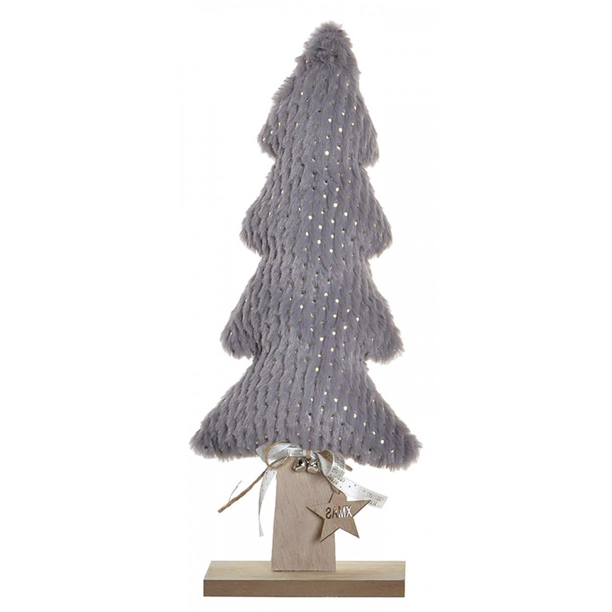 Árbol de Navidad Madera y Poliéster, Decoración Navideña Original, Adornos 14X6X42cm