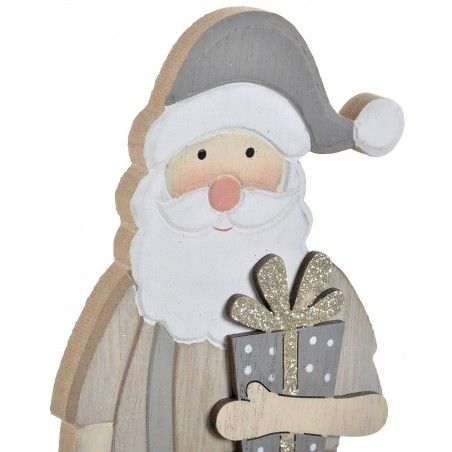 Papa Noel Decorativo, Santa Claus Sentado, Figura de Madera, Decoración Navidad Original 9x3,5x20cm