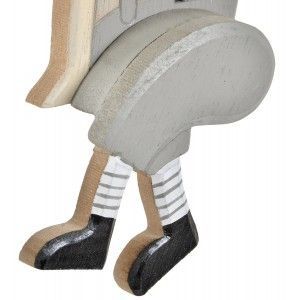 Papa Noel Decorativo, Santa Claus Sentado, Figura de Madera, Decoración Navidad Original 9x3,5x20cm