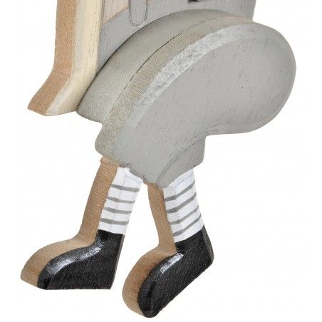 Papa Noel Decorativo, Santa Claus Sentado, Figura de Madera, Decoración Navidad Original 9x3,5x20cm