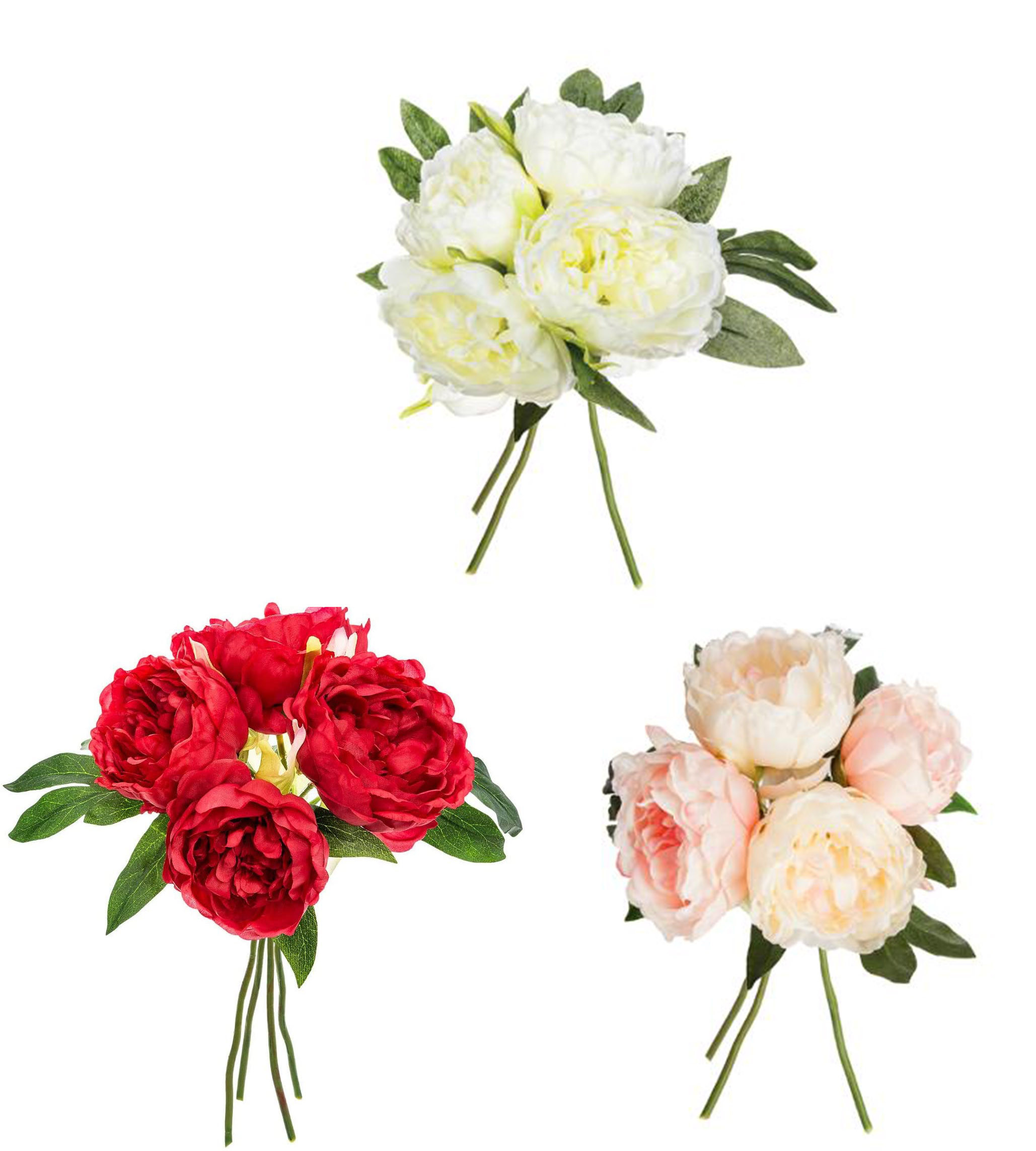 Peonía Decoración Floral para Jarrones, Ramo de Flores Artificial 30 cm