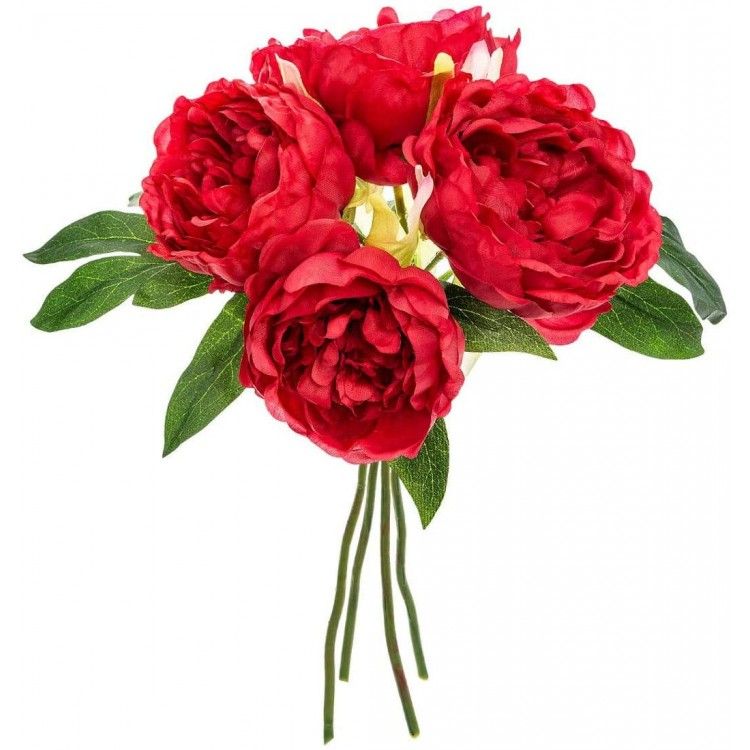 Peonía Decoración Floral para Jarrones, Ramo de Flores Artificial 30 cm