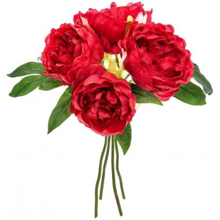 Peonía Decoración Floral para Jarrones, Ramo de Flores Artificial 30 cm