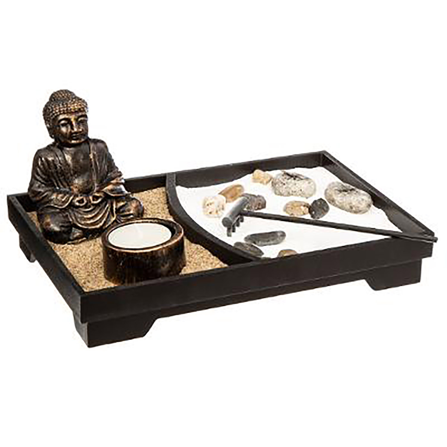 Jardín Zen con Buda y porta velas, Decoración, Relajación 24X16 cm