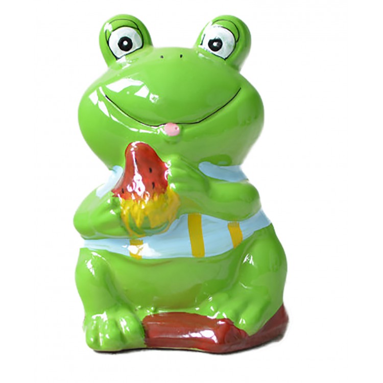 Hucha de Cerámica Rana (14.5x10.5x9.5 cm) con tapón 