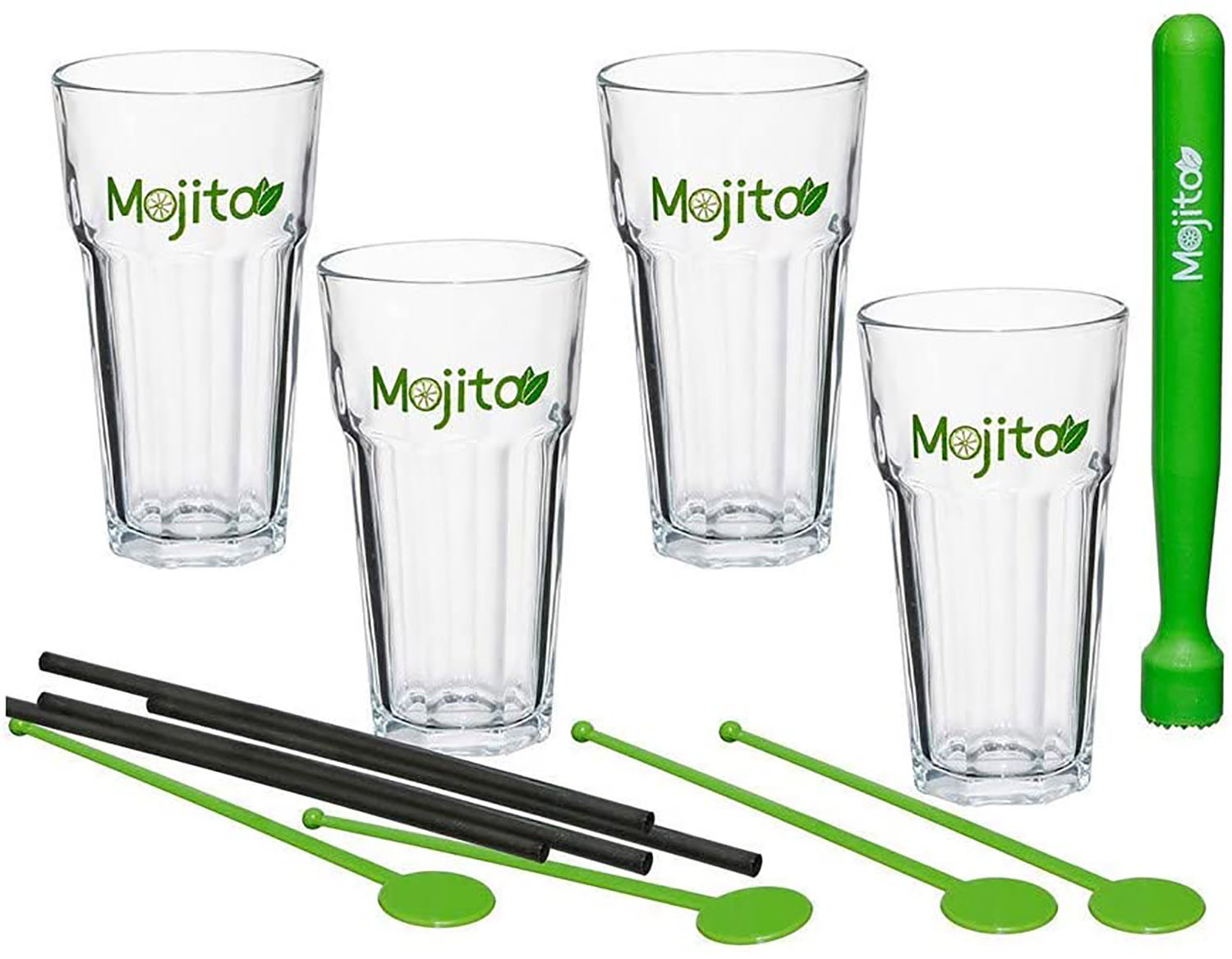 Mojito Kit Vasos, 13 Piezas, Coctelería, Juego completo. Ideal para Fiestas o Eventos.