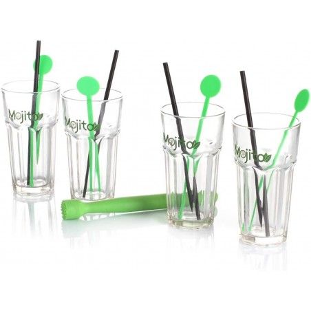 Mojito Kit Vasos, 13 Piezas, Coctelería, Juego completo. Ideal para Fiestas o Eventos.