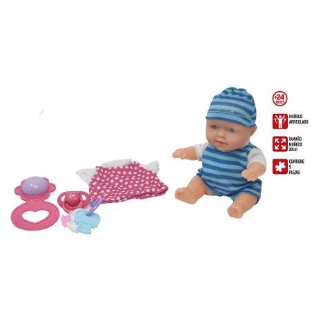 Muñeco Bebé recien Nacido de Juguete para niños, Muñeco Articulado 20cm Bebé con pijama infantil.