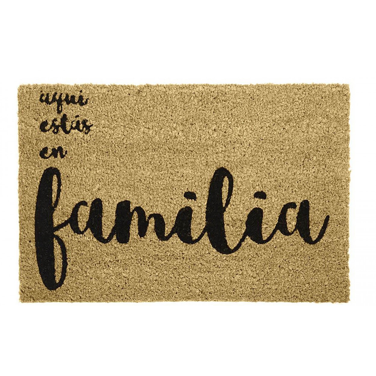 Felpudo Fibra de Coco Natural para Entrada, Diseño Original y Moderno "Familia" 60x40x1,5 cm