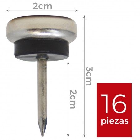 PIES DE MUEBLE ACERO INOXIDABLE ø2CM PATIN 16PZS