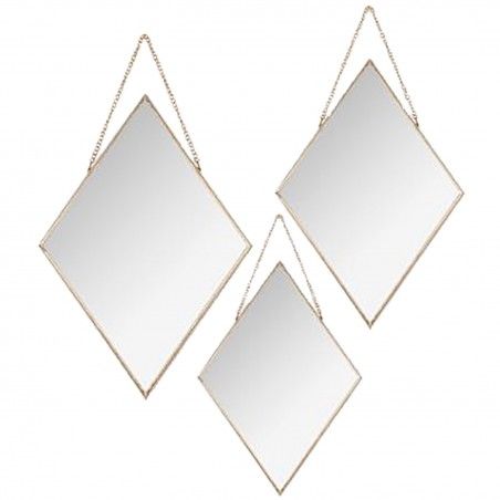 3 ESPEJOS DE DIAMANTES. METALICOS.3 TAMAÑOS DIFERENTES