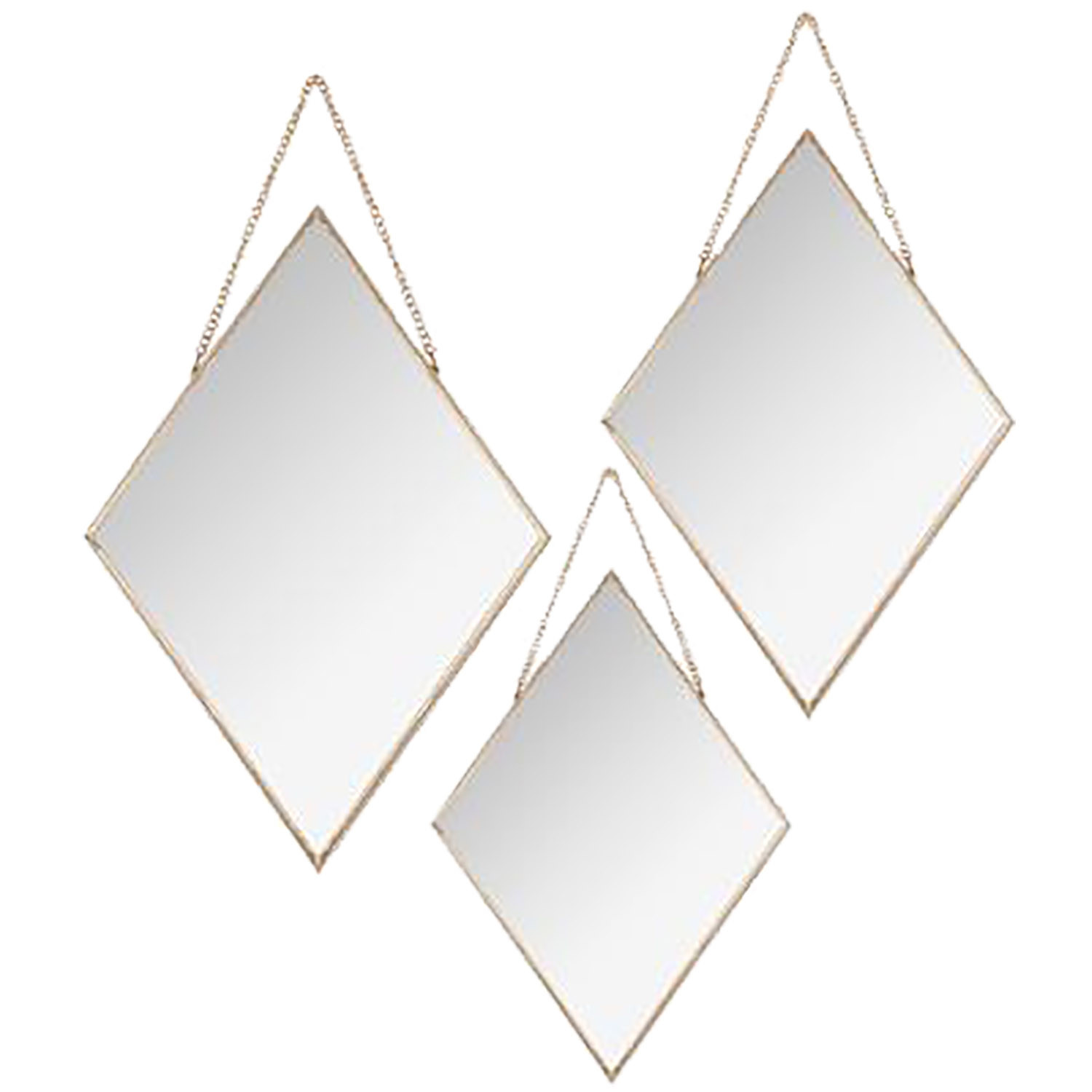 3 ESPEJOS DE DIAMANTES. METALICOS.3 TAMAÑOS DIFERENTES