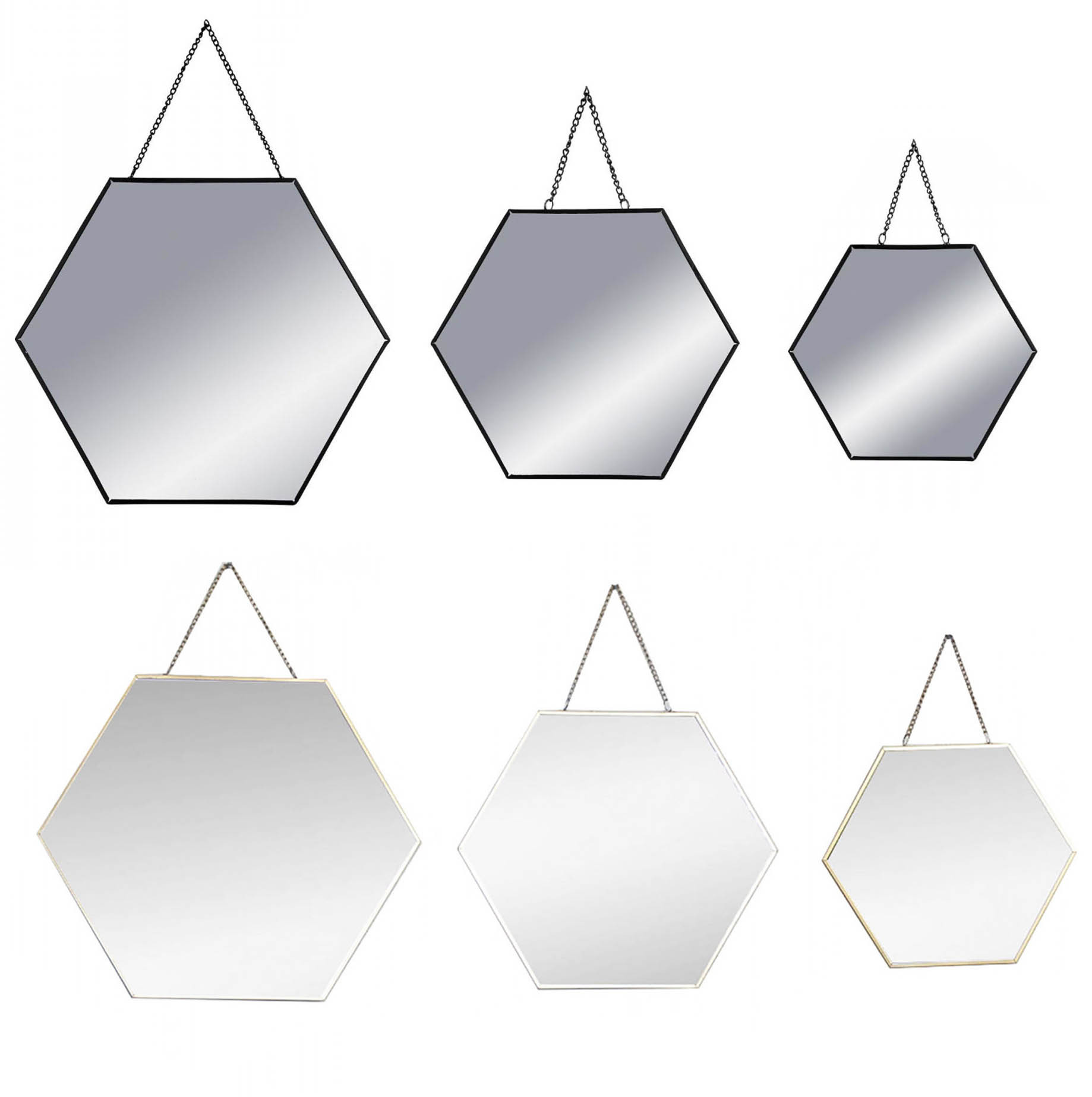 ESPEJO HEXAGONAL X3