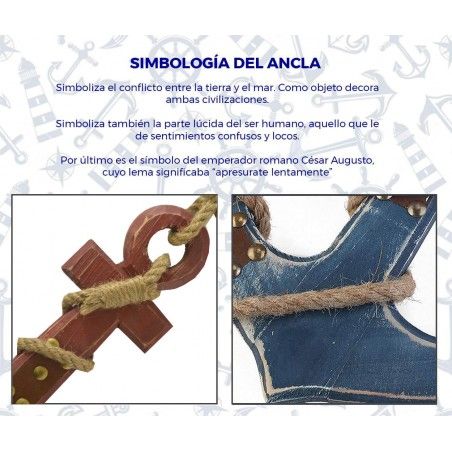 Ancla Decorativa Madera Pared, Decoración Marinera, Color Azul o Blanco.