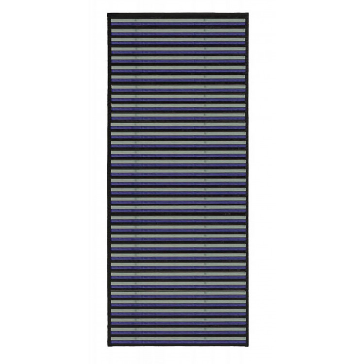 TAPIS BAMBOU NASTURAL, POUR LE HALL D'ENTRÉE ET COULOIR DE CONCEPTION MODERNE AVEC DES BANDES EN TON GRIS, 75 X 175 CM.
