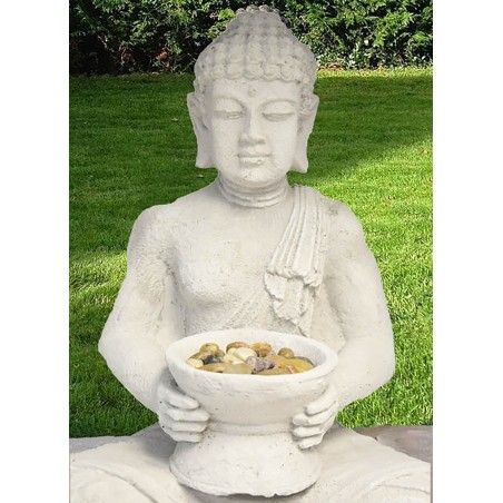 Buda Decorativo Grande Porta-Velas, Accesorios Incluidos. Decoración Zen/Jardín 42x30x24 cm