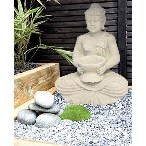 Buda Decorativo Grande Porta-Velas, Accesorios Incluidos. Decoración Zen/Jardín 42x30x24 cm
