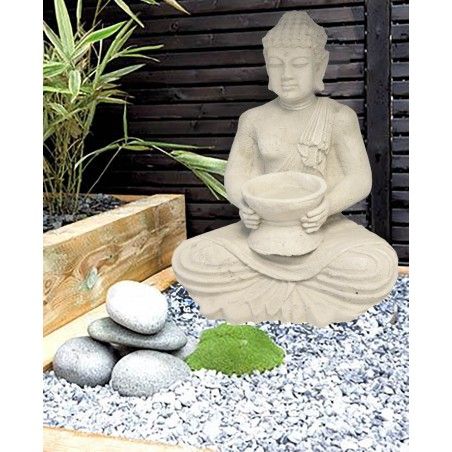 Buda Decorativo Grande Porta-Velas, Accesorios Incluidos. Decoración Zen/Jardín 42x30x24 cm