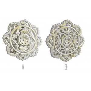 Decorazione da Parete, Bianco, in Legno Intagliato con Finitura Raschiare, 30X2X30 cm - Casa e altro ancora