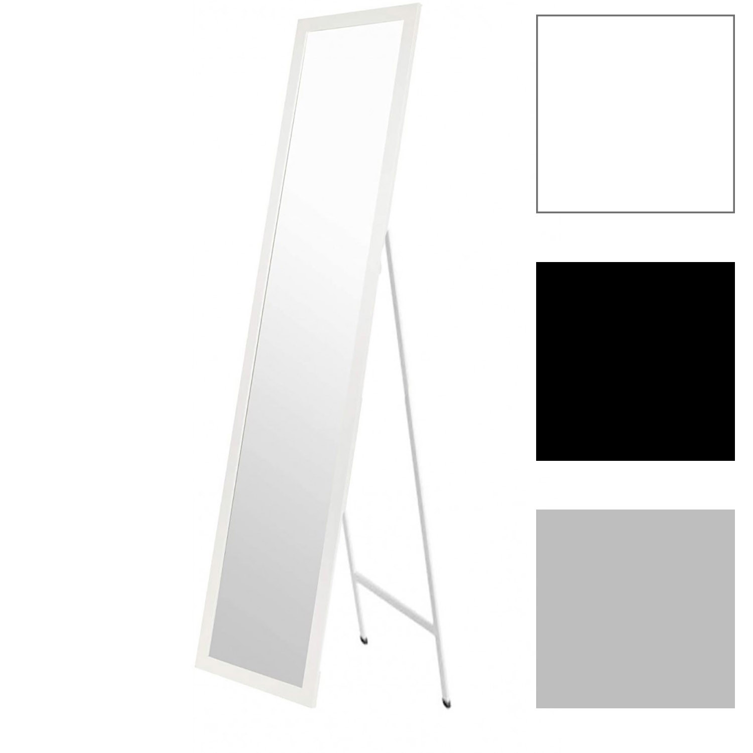 In piedi specchio Bianco. Grande specchio Piano per la Camera da letto, Facile da montare 35x125cm - Casa e Più