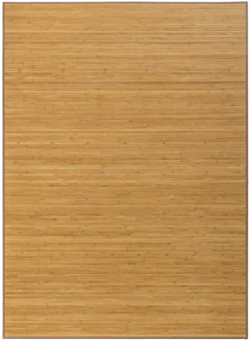 Alfombra Antideslizante Natur Marrón De Bambú Natural 60 X 45 cm Sostenible, Impermeable con Borde Textil 60x45