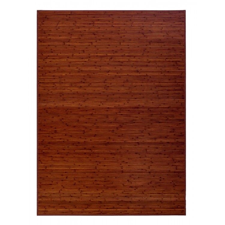 Alfombra para Baño Antideslizante Natur, Marrón Oscuro, De Bambú Natural, 60 X 45 cm Sostenible, Impermeable, Borde Textil 60x45