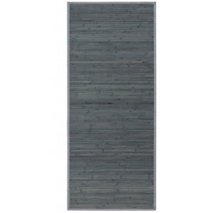 Alfombra Pasillera Antideslizante, color Gris Opalino, de Bambú Natural 65 X 200 cm Sostenible, Impermeable, Borde Textil 65x200