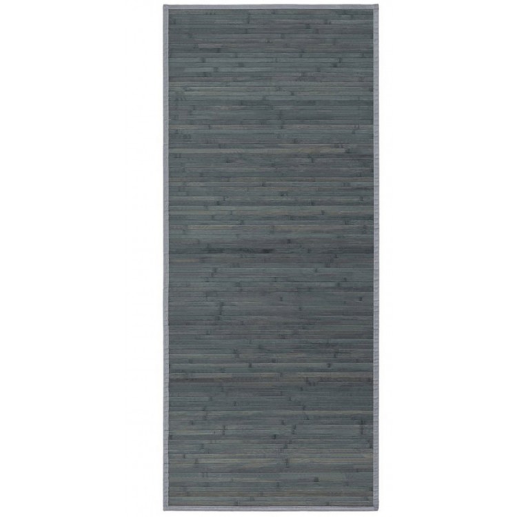 Alfombra Pasillera Antideslizante, color Gris Opalino, de Bambú Natural 65 X 200 cm Sostenible, Impermeable, Borde Textil 65x200